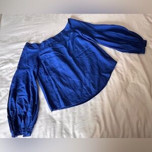 NWT Anthropologie FLOREAT Linen Sz 4 BLOUSE Mazza BALLOON Sleeve WOMEN